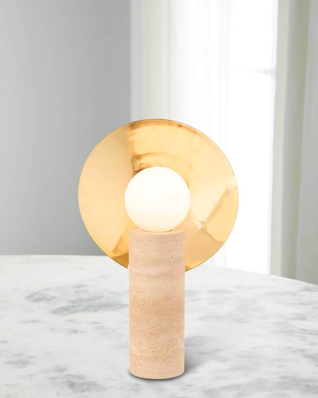 Halo Travertine 18" Table Lamp